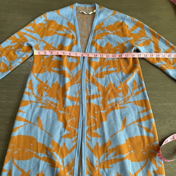 Soft Surroundings Brown Blue Floral Cardigan Sweater Duster XS - Picture 10 of 10